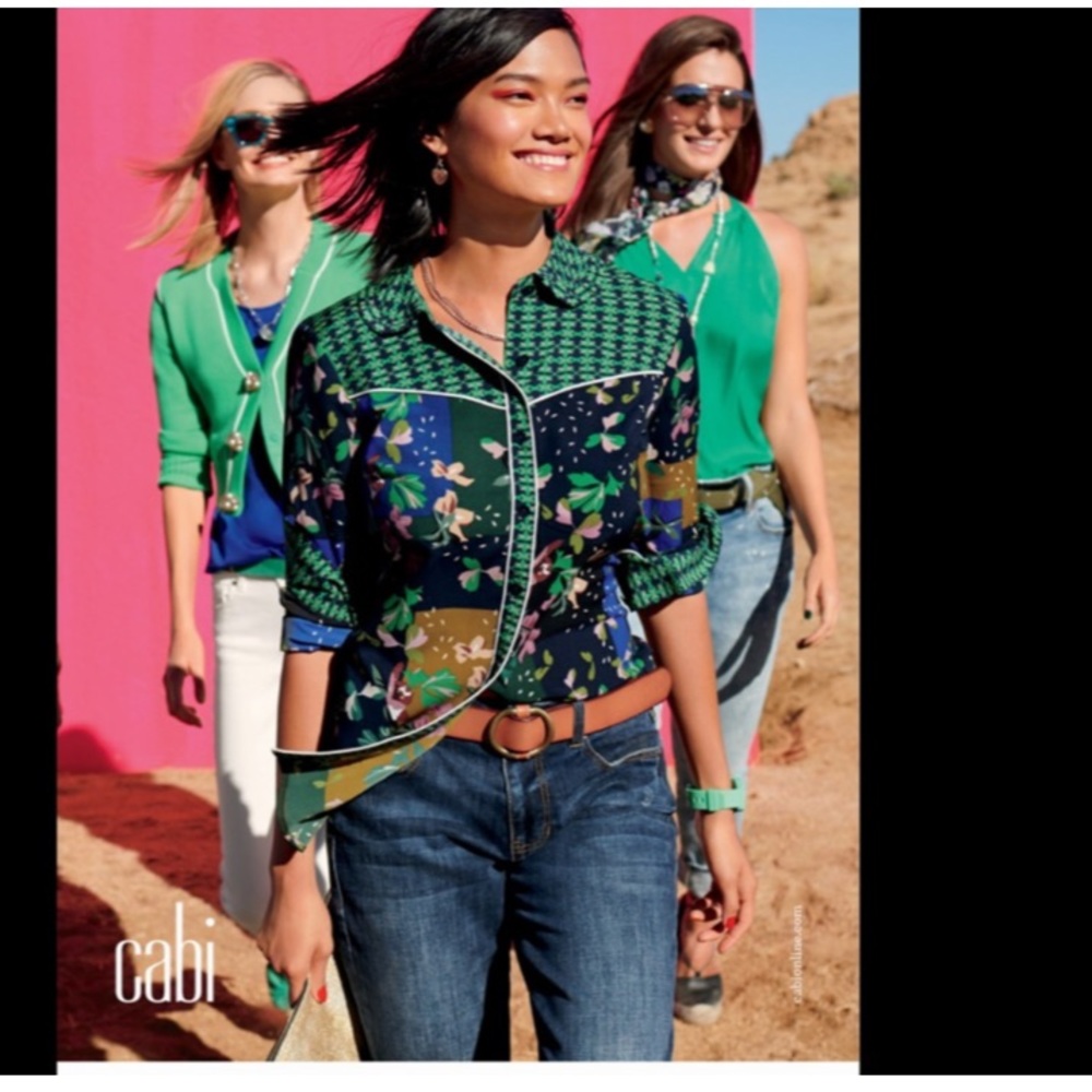 CAbi Bronco Floral Patchwork Button Up Shirt M - image 2